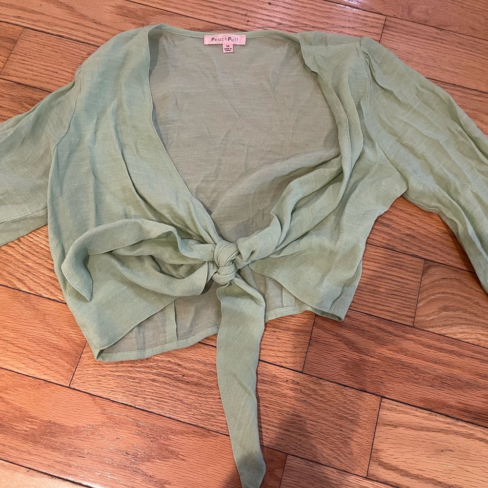 Mint Green Tie-Front Crop Top